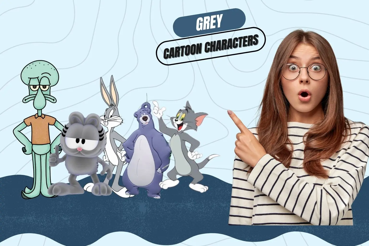 grey cartoon characters